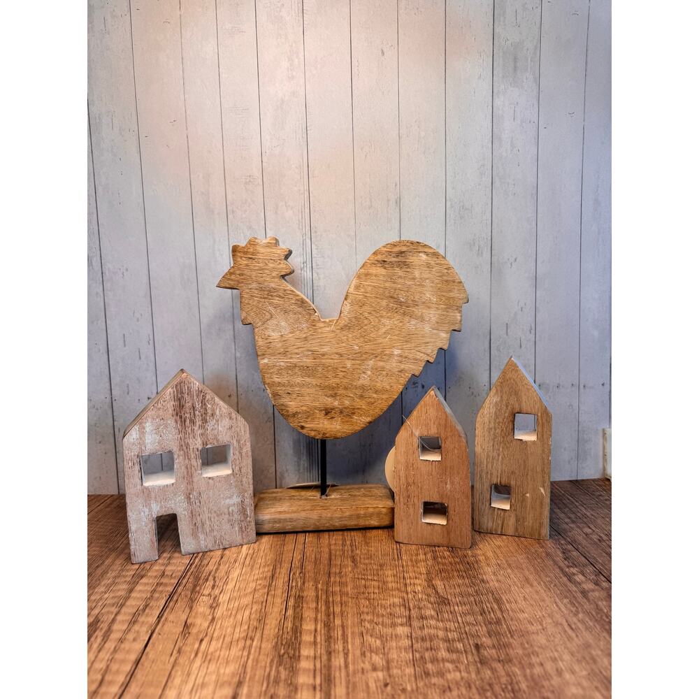 Rustic Wood Chicken Summer Home Decor 3 wood homes bundle set of 4  FAST SHIP